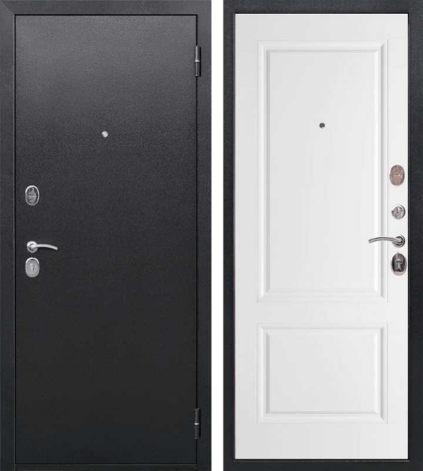 Дверь входная металлическая 7,5 см Гарда Серебро Эмаль Белая ; Эмаль Серая