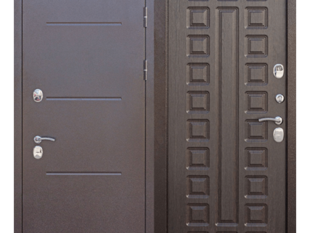 Дверь входная металлическая 11 см ISOTERMA медный антик Лиственница мокко ; Венге