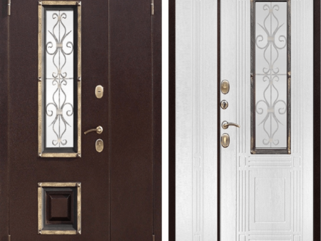 Дверь входная металлическая Венеция Белый ясень; Венге 1200х2050