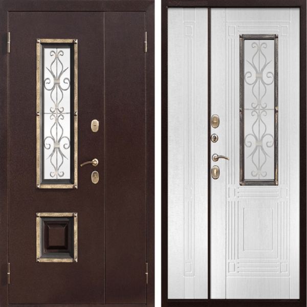 Дверь входная металлическая Венеция Белый ясень; Венге 1200х2050