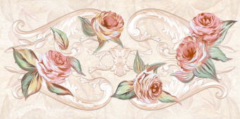 Декор Травертин Романтик 1 250x500 с розами Vinchi