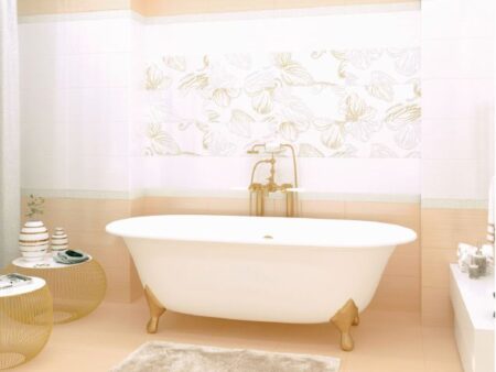 Керамическая плитка Гамма Этюд бежевая Vinchi для ванной комнаты