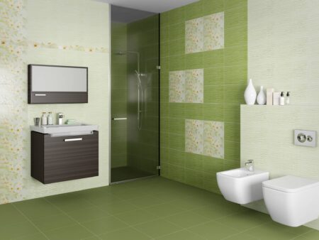 Керамическая плитка Сакура зеленый Шахтинская плитка для ванной комнаты